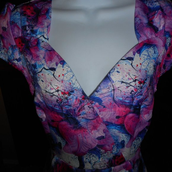 NWOT Lindy Bop Retro Spring Easter Watercolor dress, 6 US - Picture 5 of 12